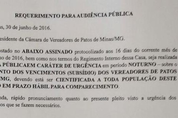 Autor de abaixo assinado pede audiência para população definir salário dos vereadores