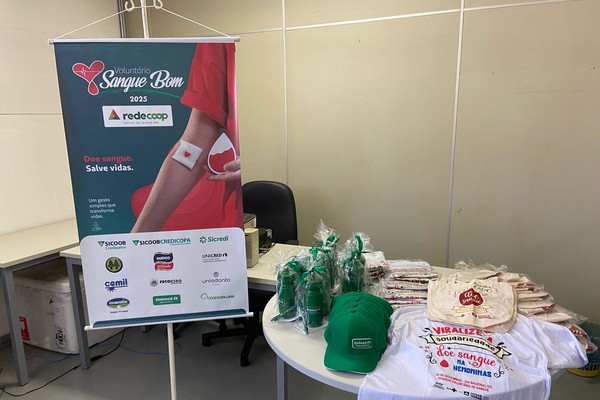 Rede Coop mobiliza colaboradores e convida população para campanha de doação de sangue, em Patos de Minas