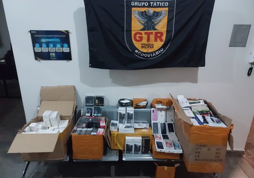 Polícia Rodoviária Estadual apreende cerca de meio milhão em produtos eletrônicos na LMG-782