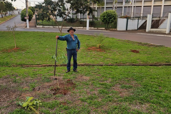 Voluntário que já plantou mais de 6 mil árvores na cidade pede que população não furte mudas