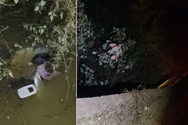 Veículo com cinco pessoas cai de ponte na estrada de Campo Alegre e fica submerso