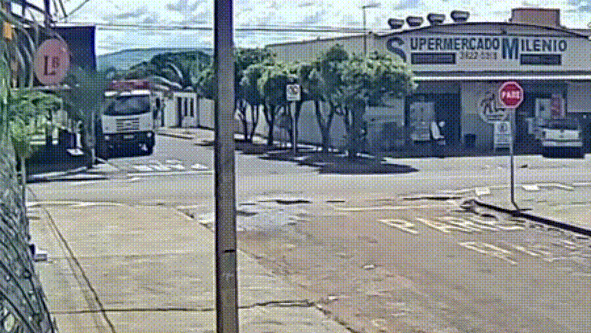 Vídeo mostra motociclista se arrastando no asfalto após empinar a roda e cair no Bairro Céu Azul